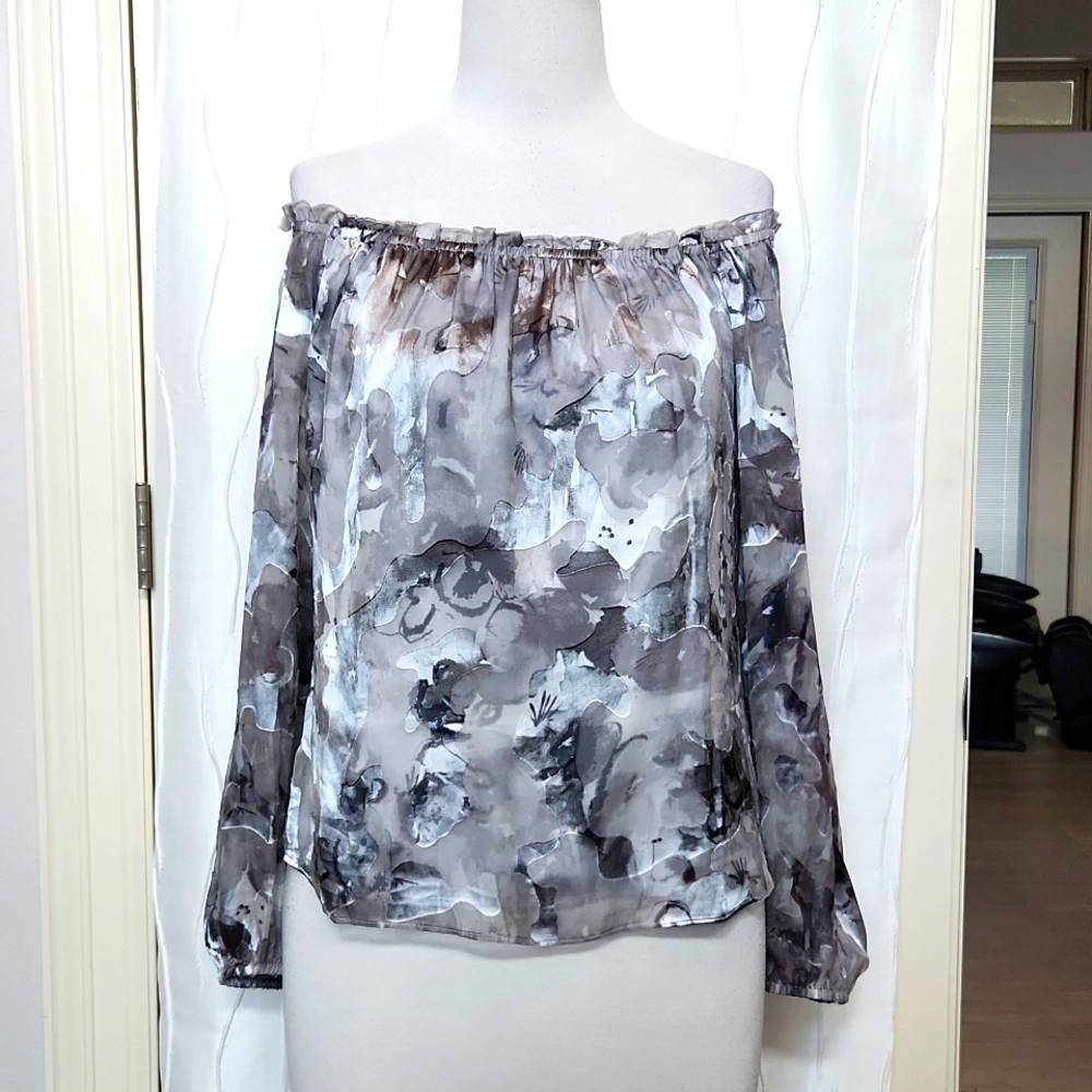 White House Black Market Gray Off the Shoulder Top